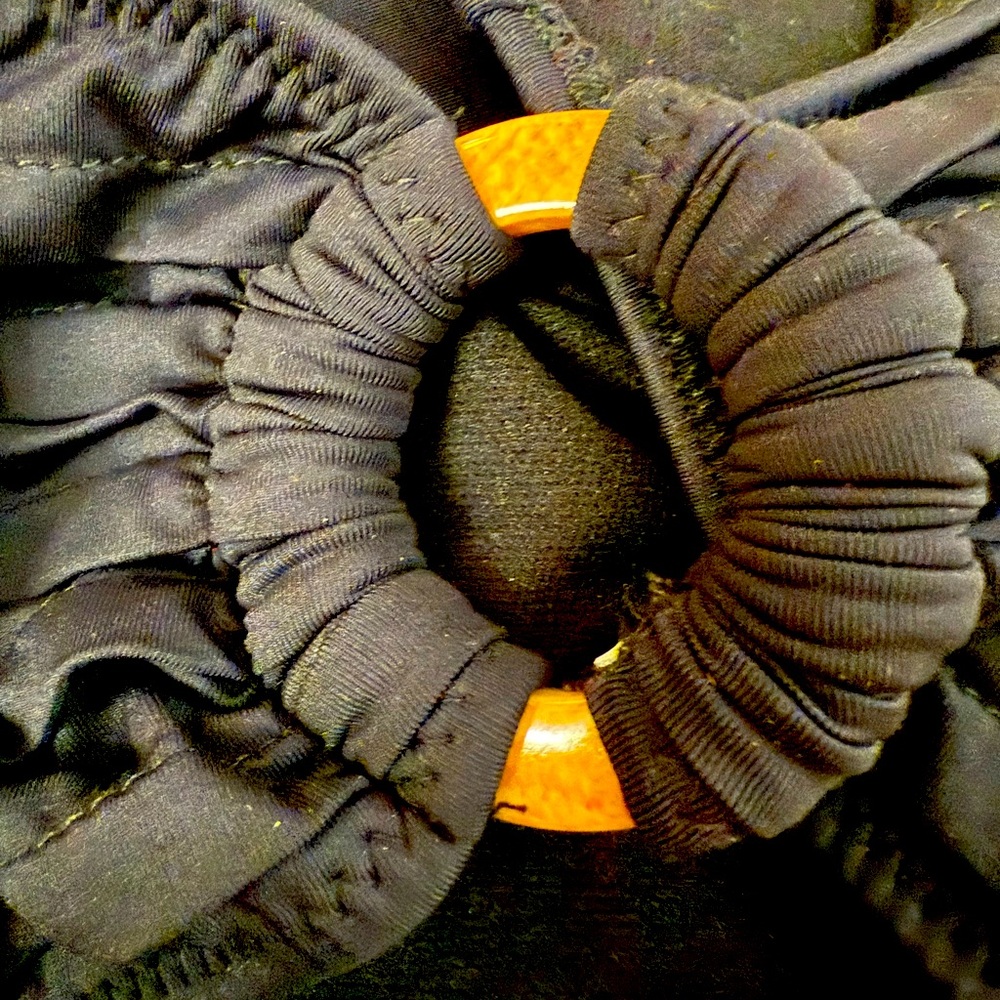 Leilani black 2 piece bathing suit with wood (plastic) enhancements - Picture 3 of 11
